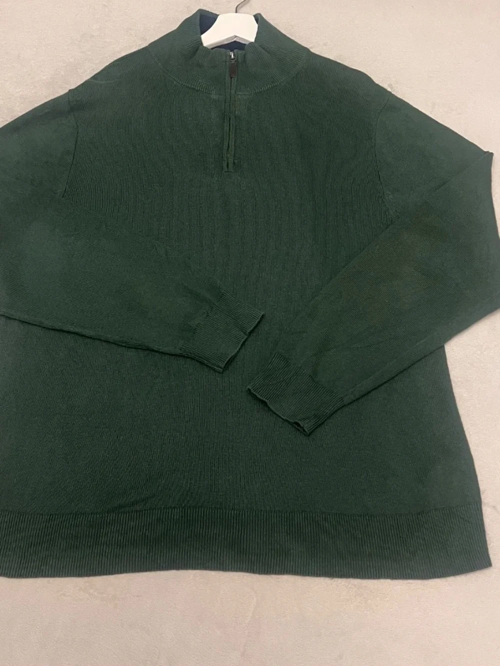 J.Crew Men's Sweater Size XL Dark Green 1/4 Zip Up 100% Cotton